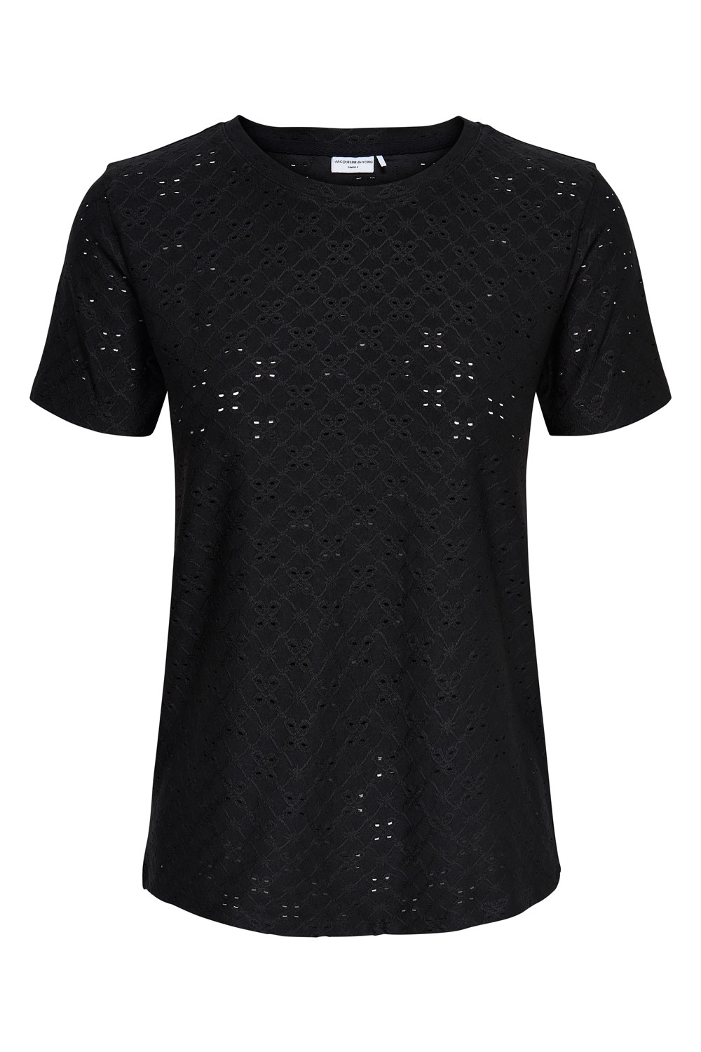 Jdy - T-shirt Cathinka Ss Tag Top - Sort med blondemønster