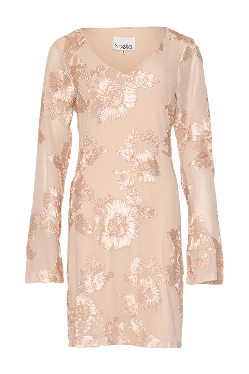 Noella - Joanette Kjole - Ivory med 3D Blomster Effekt