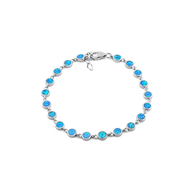 Kefalonia - Blå Opal Armbånd i 925 Sterling Sølv
