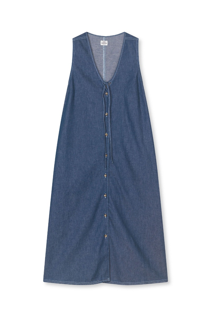 Mads Nørgaard - Air Denim Pauline Kjole - Mørkeblå Denim Udsalg