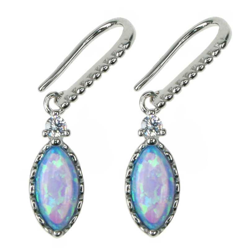Marquise - Øreringe med Blå Opal i 925 Sterling Sølv