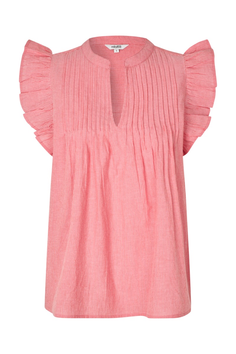 Mbym Bluse Gemala-m - Pink Røde Striber - Online Udsalg 70%