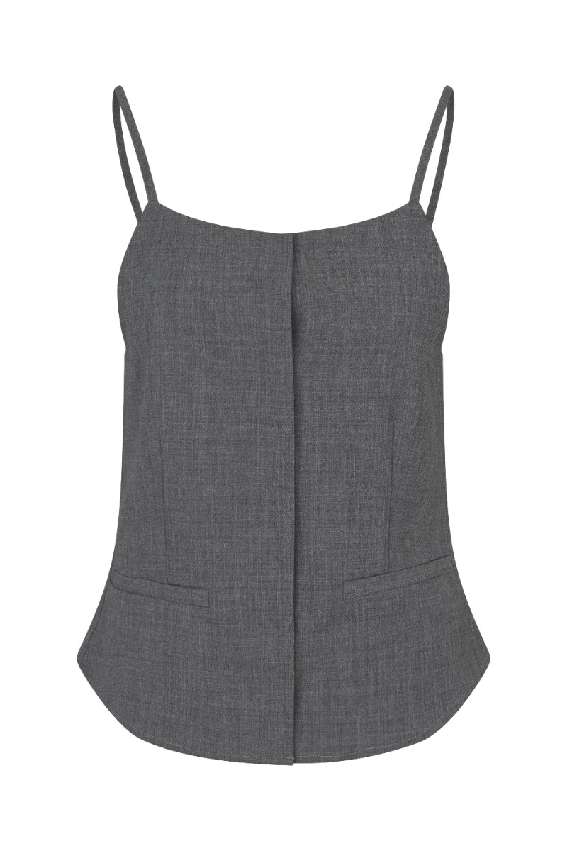 Modström - Mikkeline Strap Top - Mørkegrå Udsalg