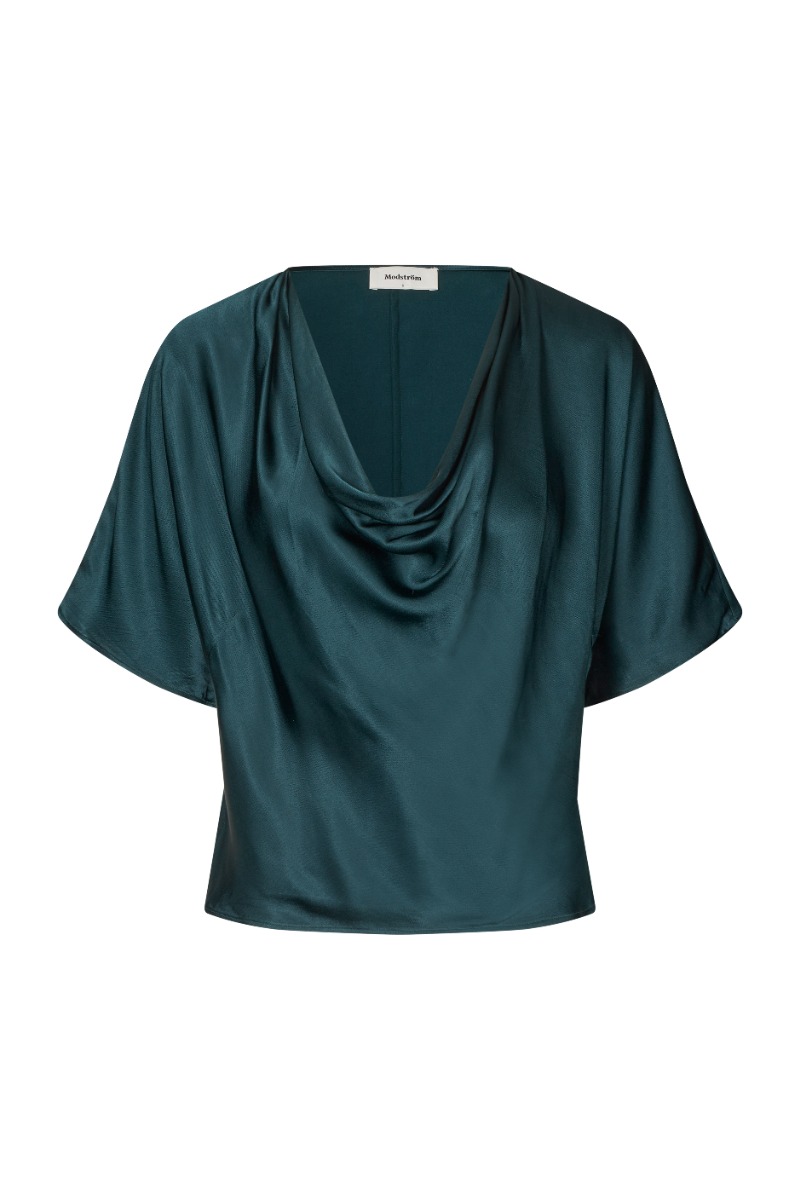 Modstrøm - Elegant Parveen Top i Flaskegrøn Satin