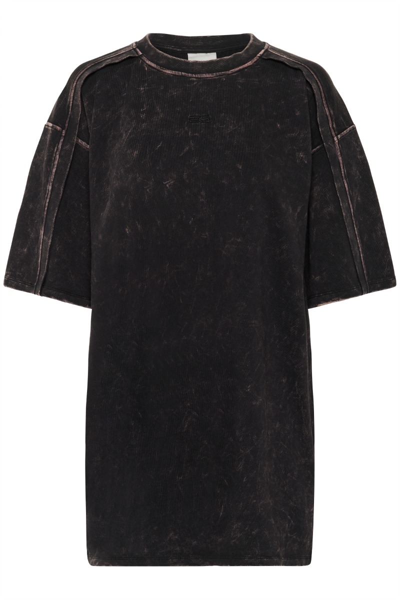 Gestuz - Oversize T-shirt - Neia Oz Tee - Sort Brun Vasket