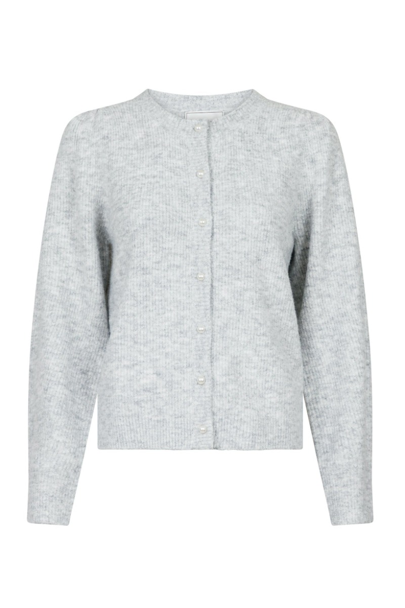 Neo Noir - Nuna Knit Cardigan - Lys Grå Melange