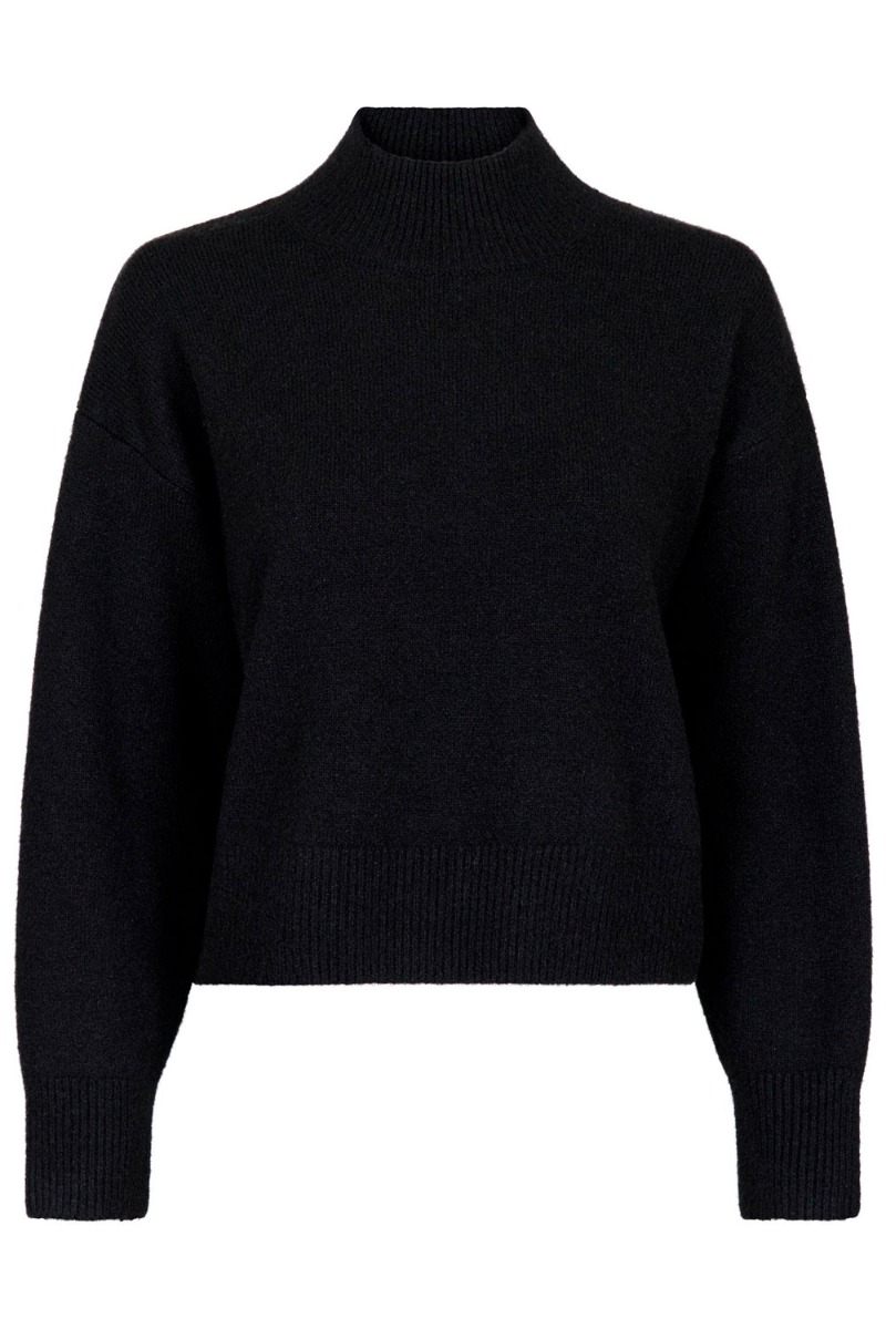 Neo Noir - Paulina Strik Bluse - Sort Elegance