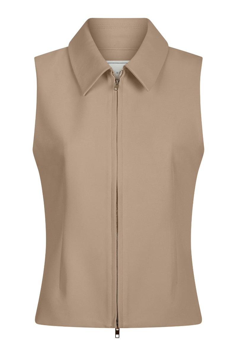 Neo Noir - Annabella Struktur Vest - Mørk Taupe Udsalg