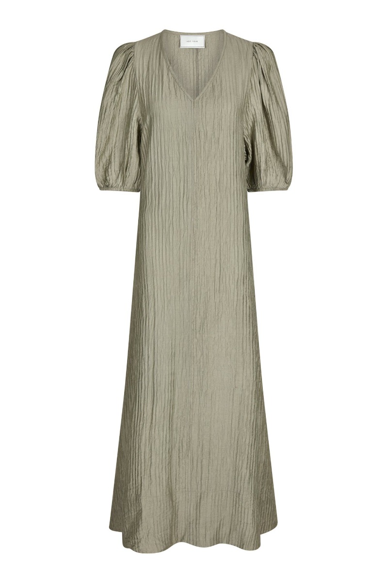 Neo Noir - Bobbie Crepe Kjole - Smoke Green Udsalg