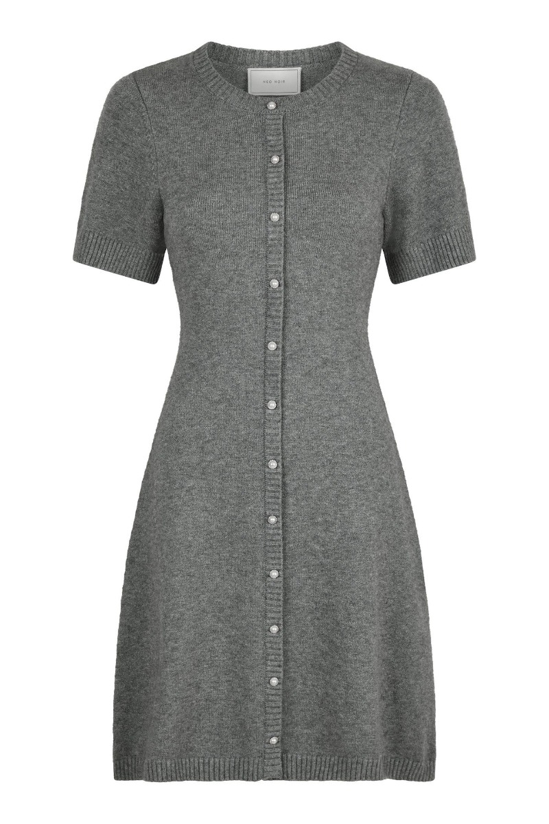 Neo Noir - Kjole - Elise Knit Dress - Dark Grey Melange
