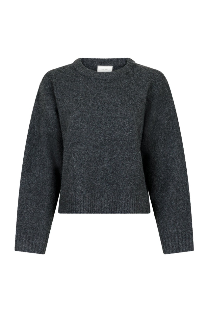 Neo Noir - Detri Solid Strikbluse - Antracit