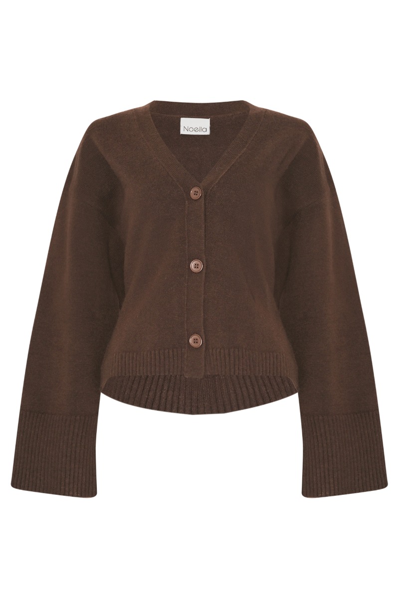 Noella - Cardigan i Lenyx Knit - Chokoladefarvet Elegance