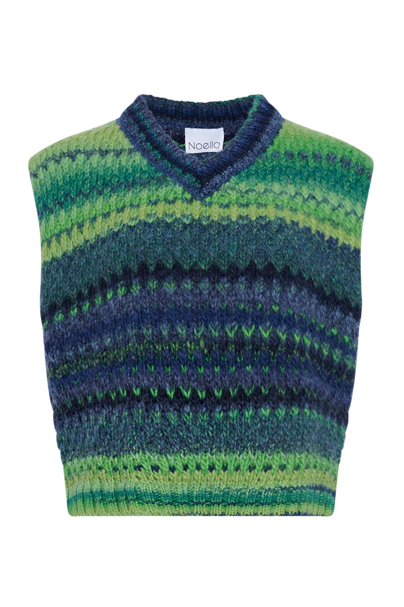 Noella -  Vest - Gio Knit Vest - Green Mix