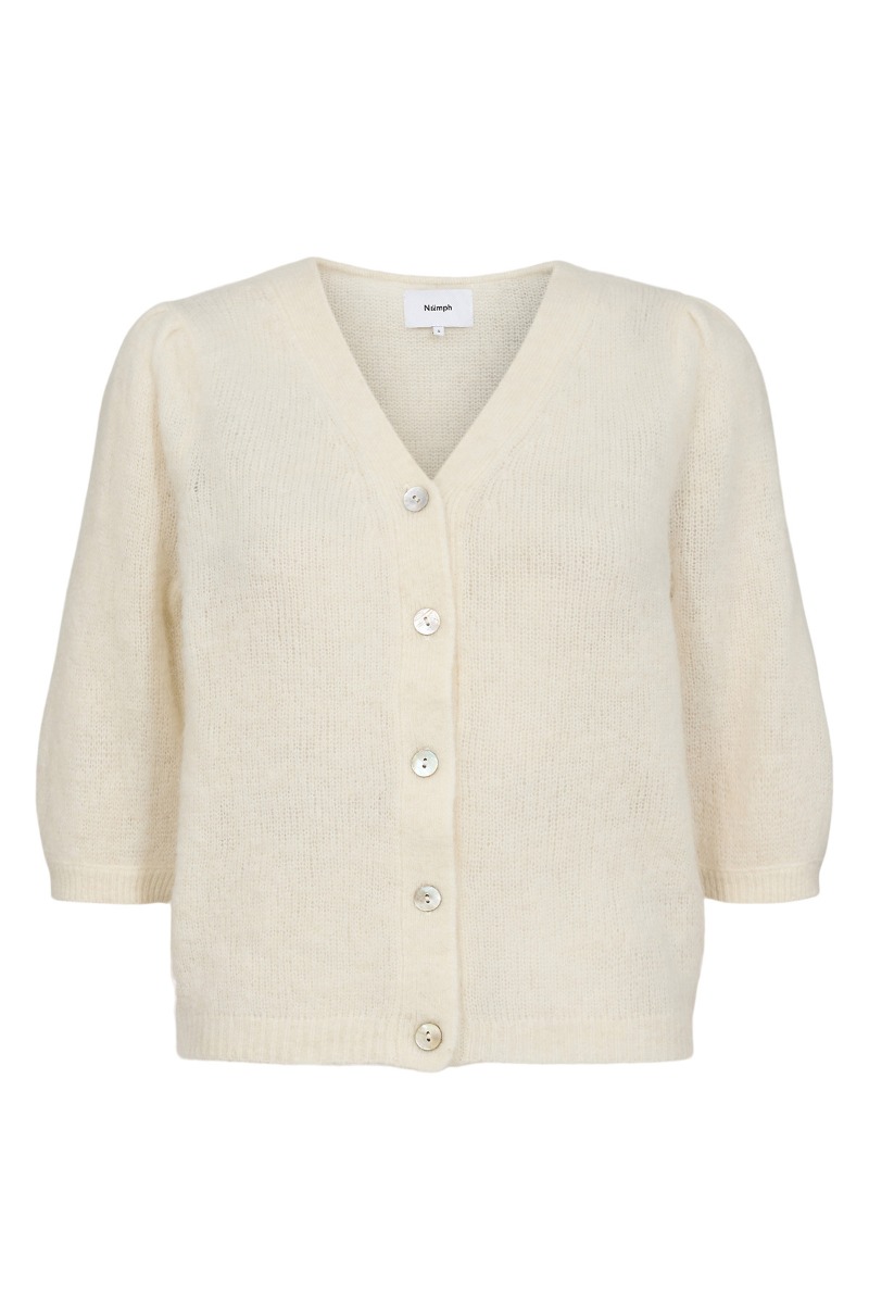Nümph - Lækker cardigan i blødt materiale - Cloud Dancer