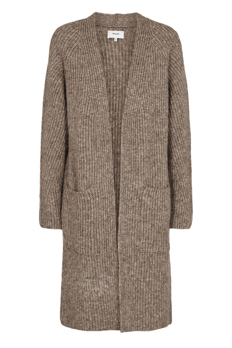 Nümph - Nuzindi Lang Cardigan i Fossil Melange