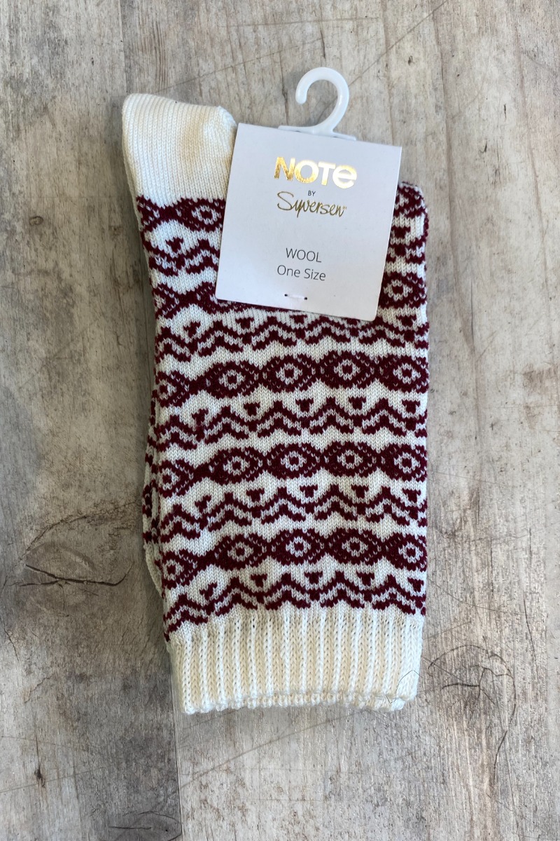 Oroblu - Strømper - Note Woman Wool Pattern - Off Whiteburgundy