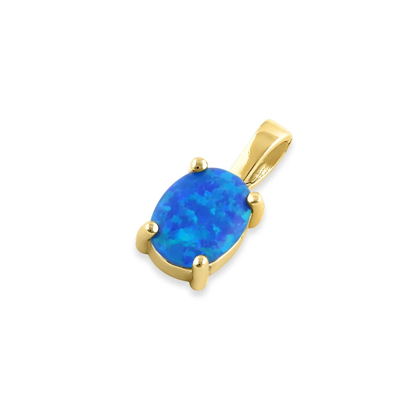 Oval Opal Vedhæng i 925 Sterling Sølv med Blå Opal