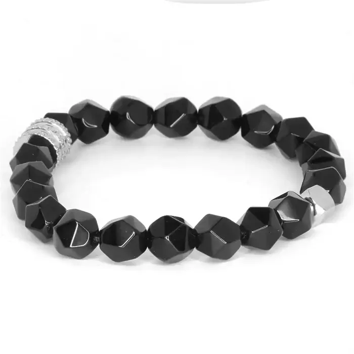 Nordic Balance - Elegant Armbånd med Sorte Perler til Mænd