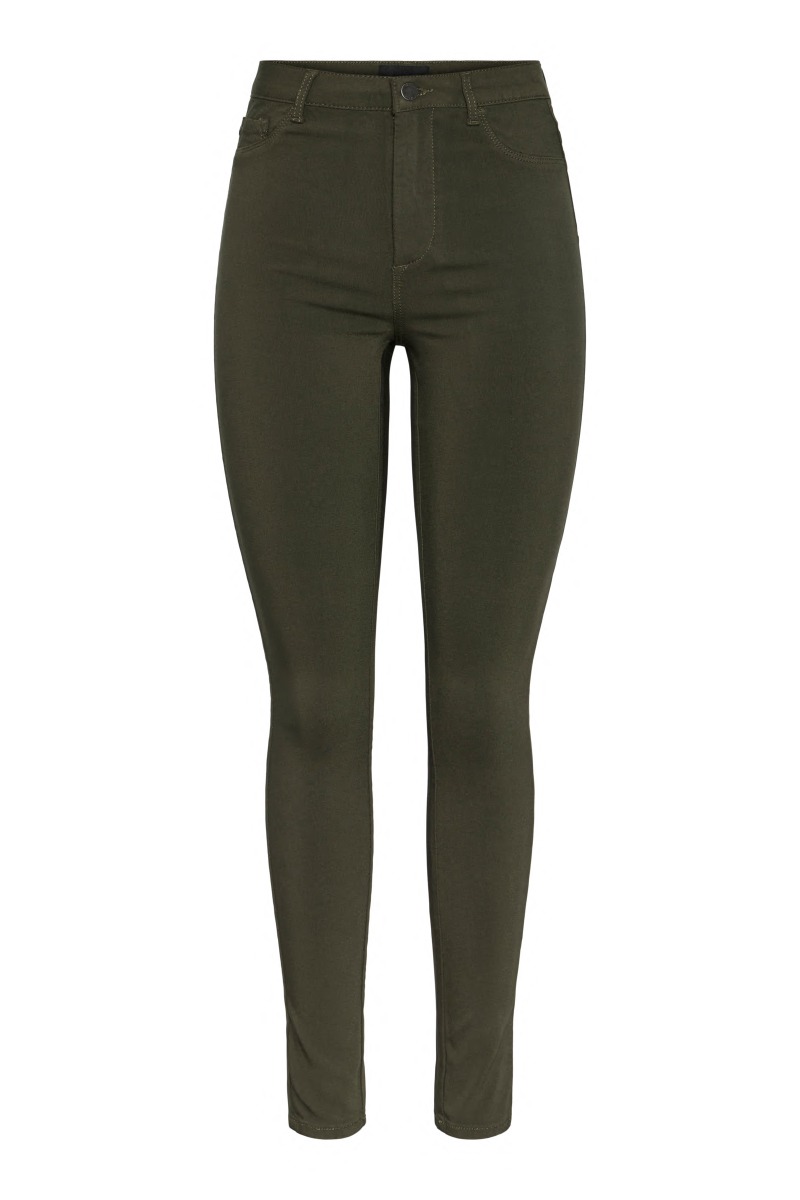 Pieces - Høj Talje Jeggings - Skovgrøn Elegance