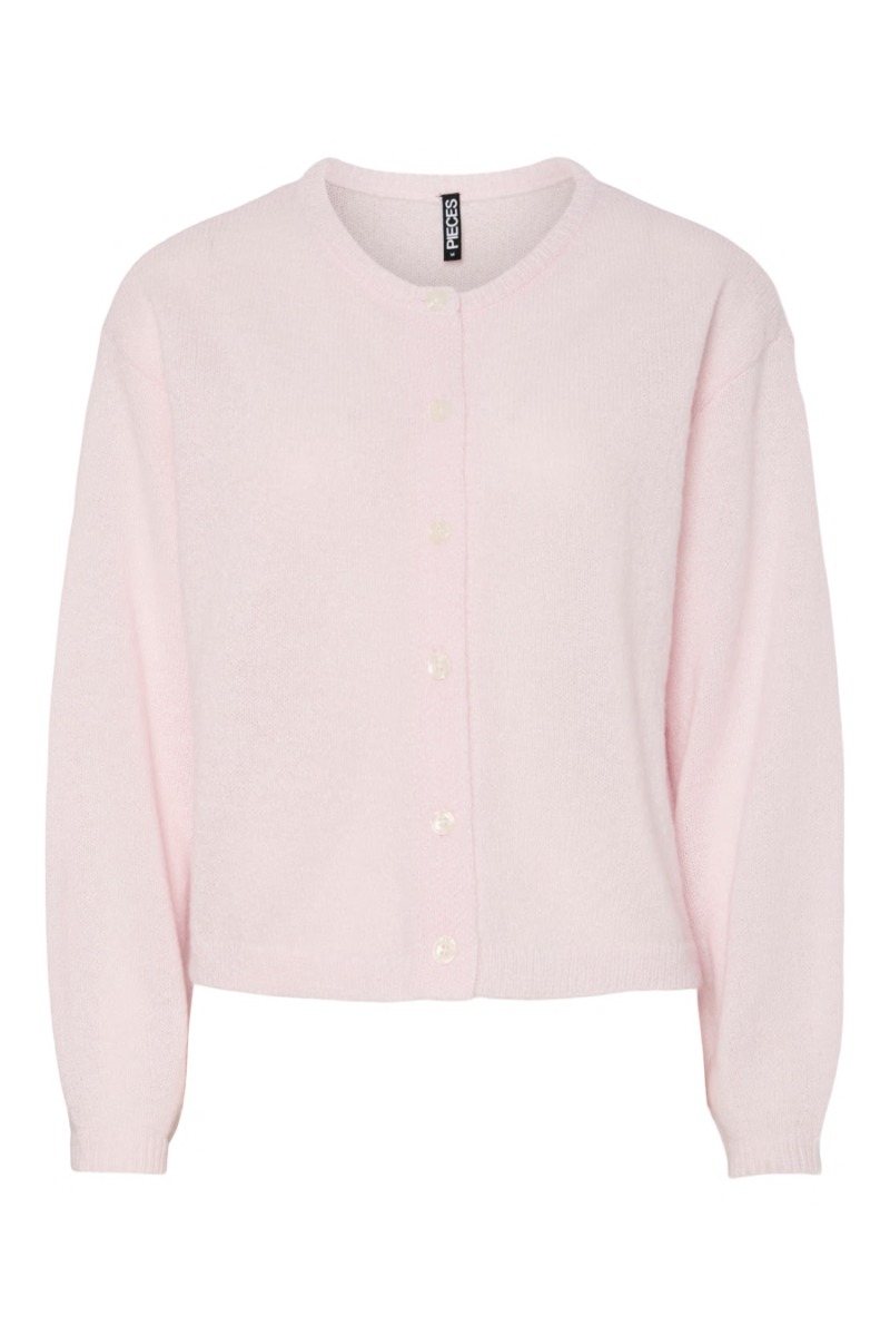 Pieces - Ida Ls O-neck Strik Cardigan - Lyserød Perle