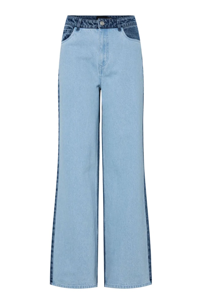Pieces - Højtaljede Wide Denim Jeans - Lys Blå Denim Deal