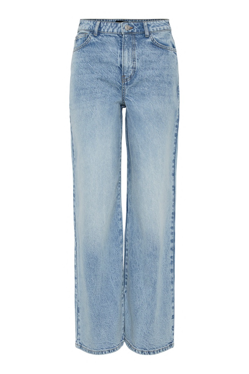 Pieces - Selma Hw Wide Jeans - Lys Blå Denim