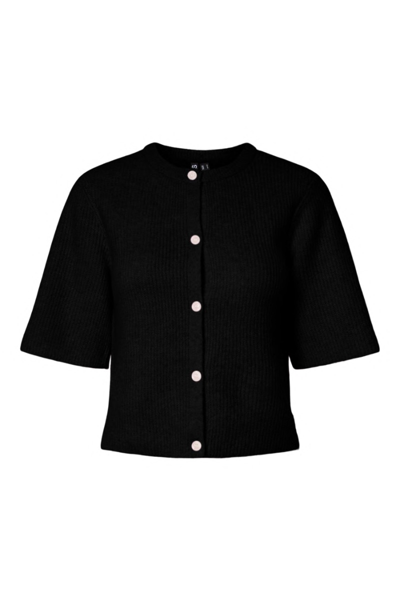 Pieces - Silly Strik Cardigan med Korte Ærmer - Sort Jewel