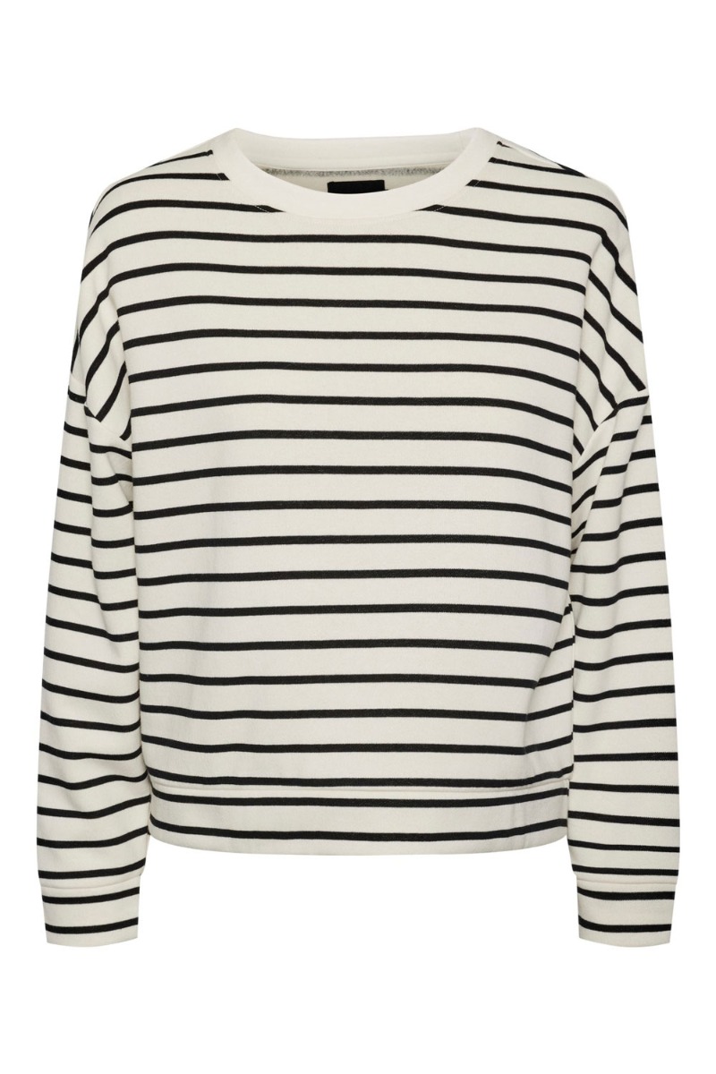 Pieces - Bluse med Striber - Cloud Dancerblack Tilbud!