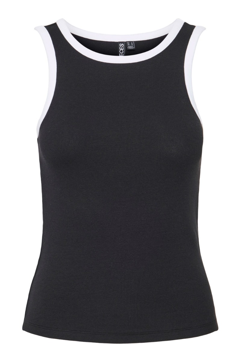Pieces - Top - Pc Stephanie Tank Top - Blackwhite