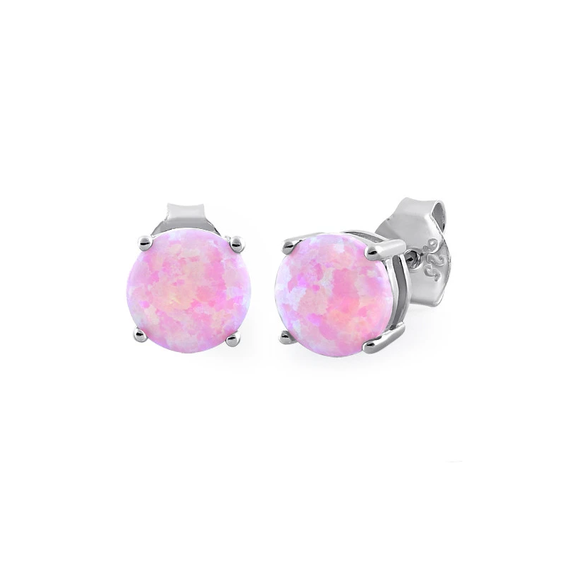 Rhodiumbelagte øreringe med pink opal - Eksklusivt tilbud!