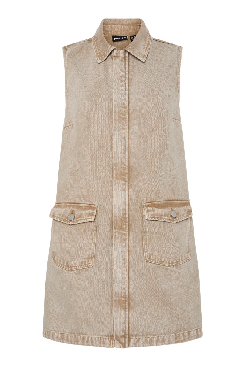 Pieces - Kjole - Fay Sl Denim Dress - Sandshell