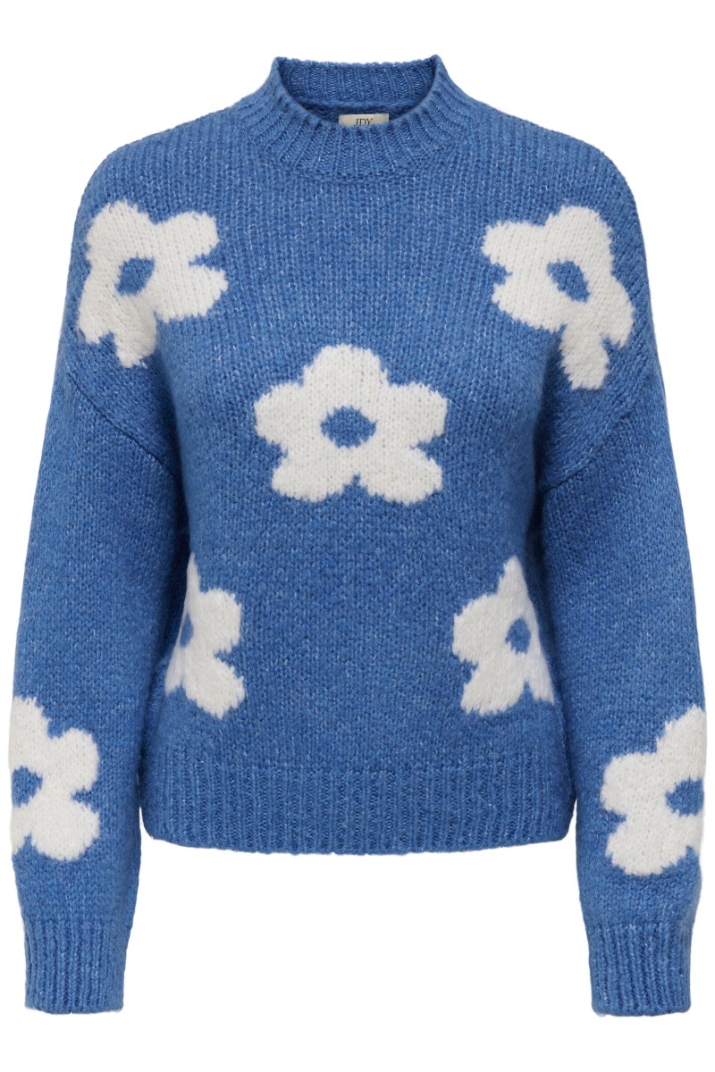 Jdy - Kilian Flower Strikpullover - Blå med Blomster