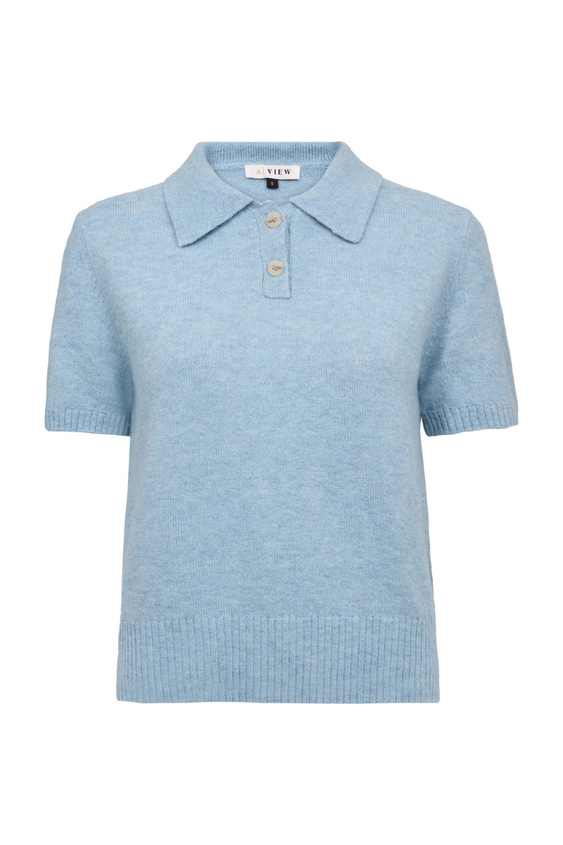 A-view – T-shirt – Rena Polo Knit Bluse – Lys Blå