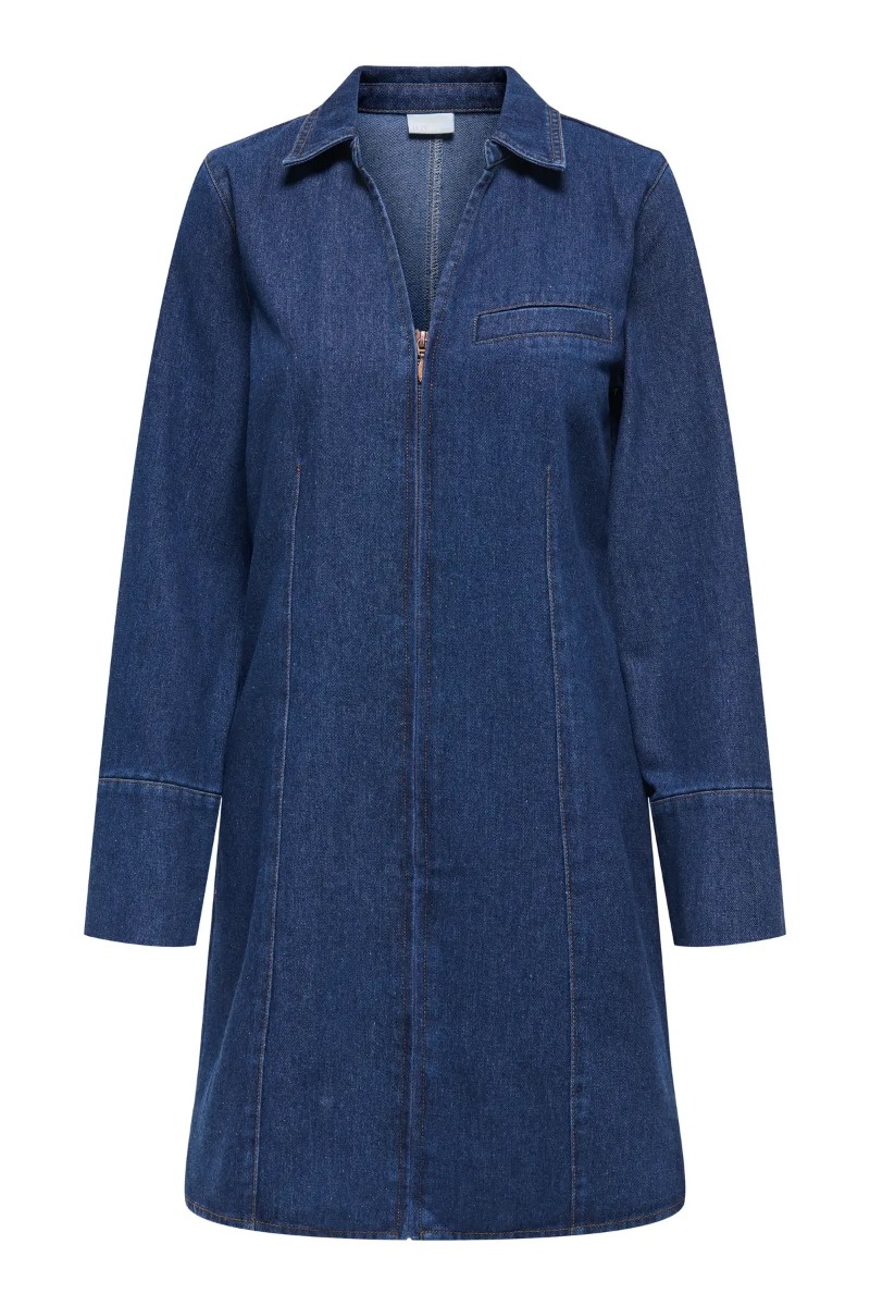 JDY – Sally Zip Stitch Kjole i Mørkeblå Denim