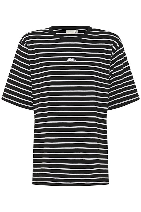 Gestuz - T-shirt - Samurillygz Striped Tee - Black White Stripe
