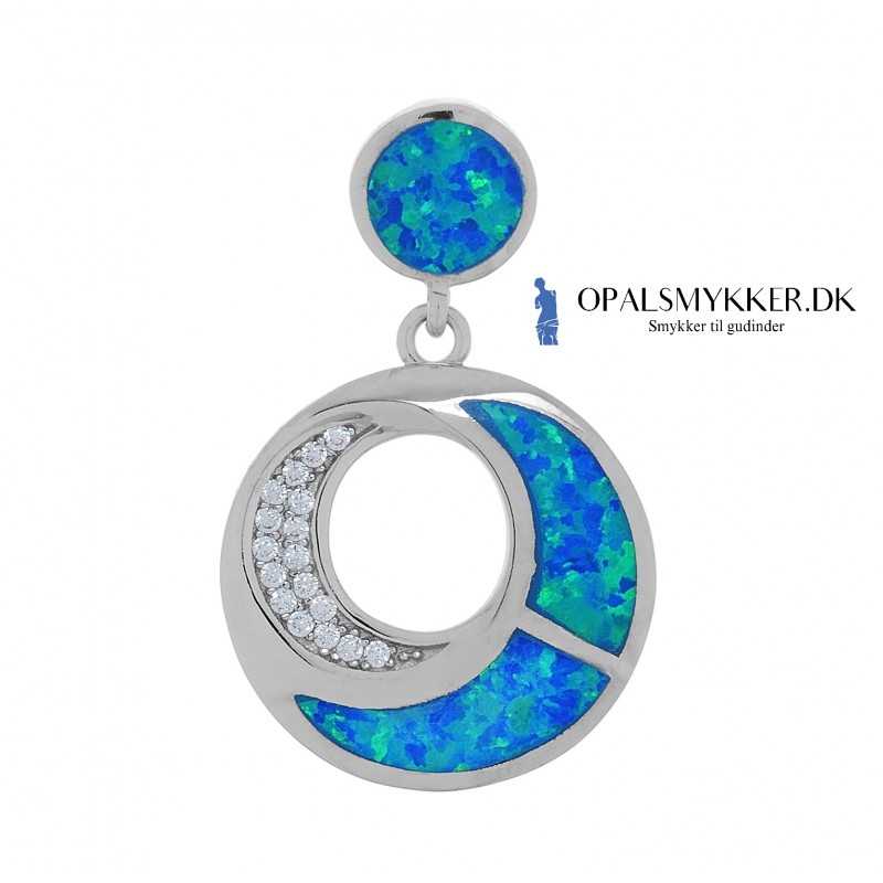 Santorini - Sølv Halskæde med Blå Opal Sten 925 Sterling