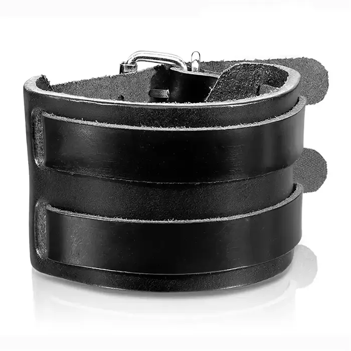 Stilfuldt Brekk Armbånd i Imiteret Læder - Sort
