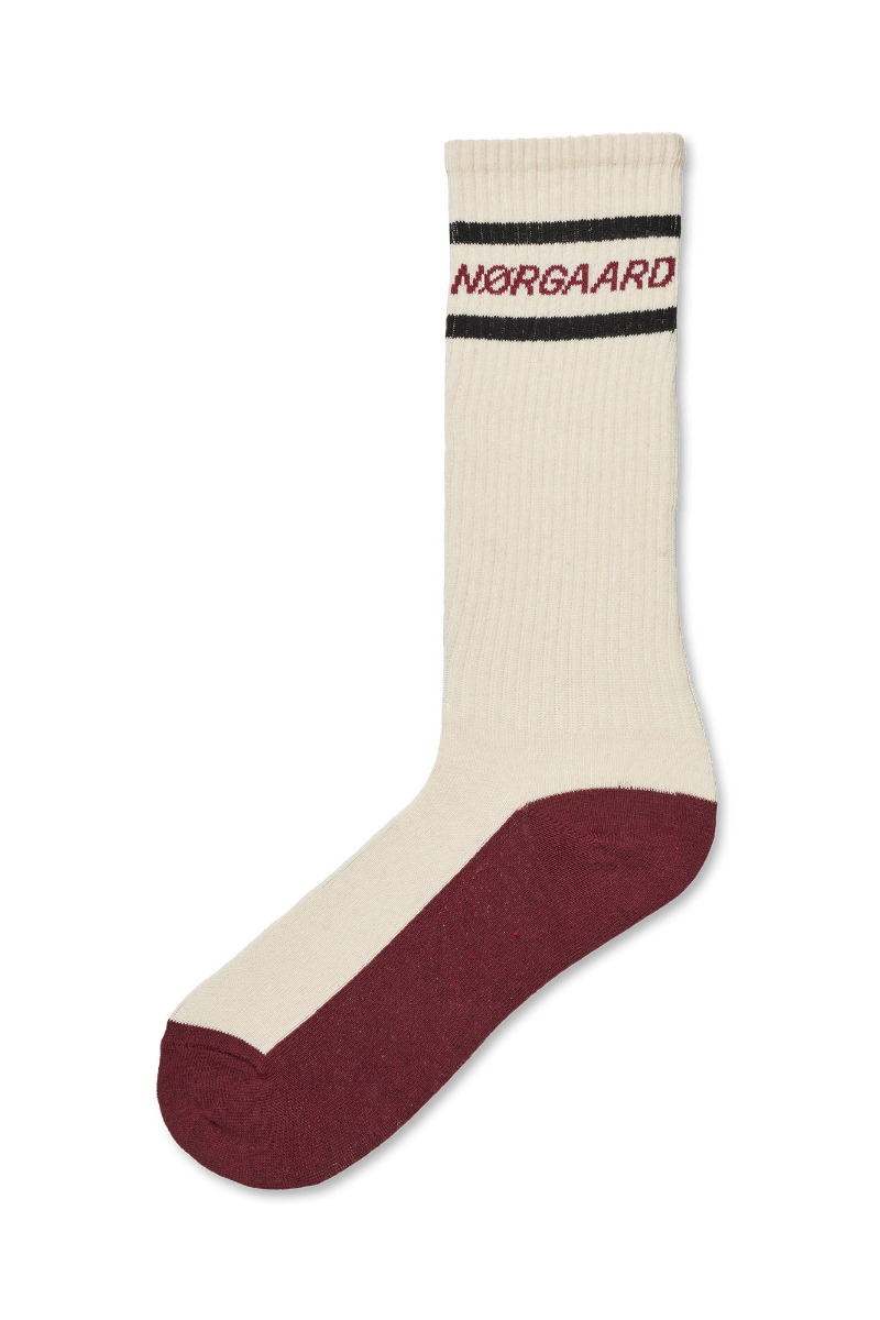 Mads Nørgaard - Sportstrømper - Off White med Rød Bund