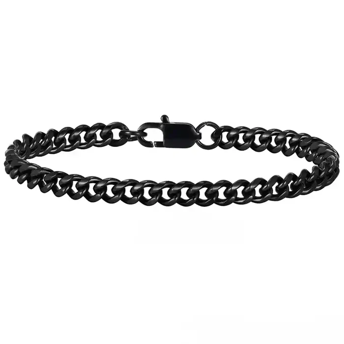 Cuban Herrearmbånd i Blackcoatet Stål - Maskulint Design