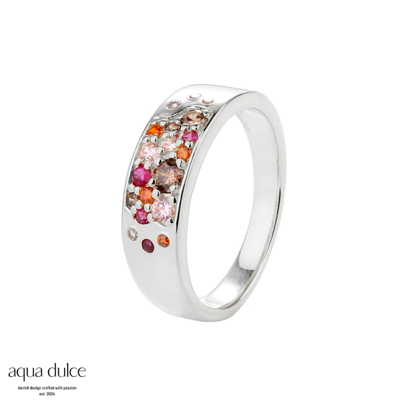 Ring med Pink Stardust i 925 Sterling Sølv - Nikkelfri Smykke