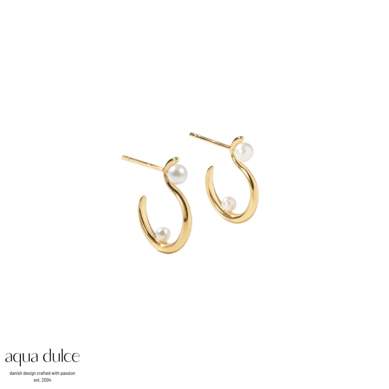 Swan Pearl Hoop Small Golden