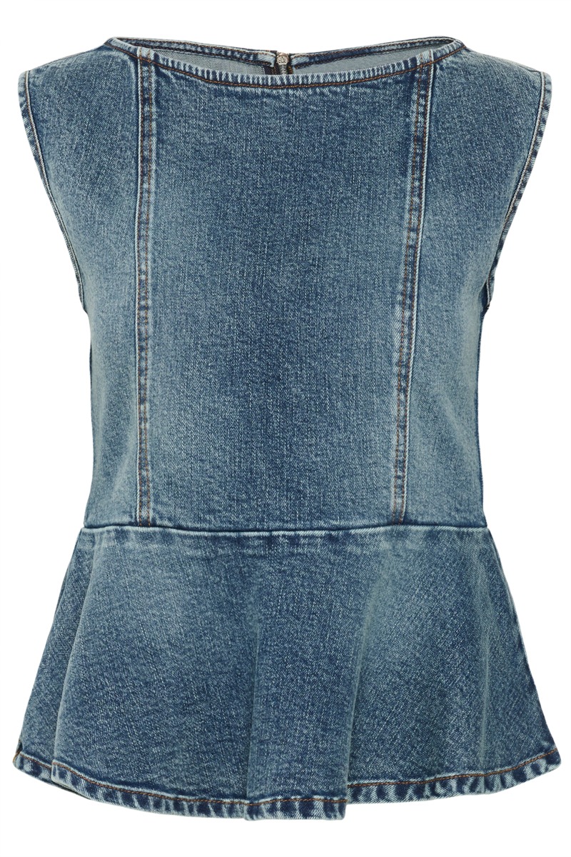 Gestuz - Viva Sl Top i Vintage Blue Denim - Cool Stil!