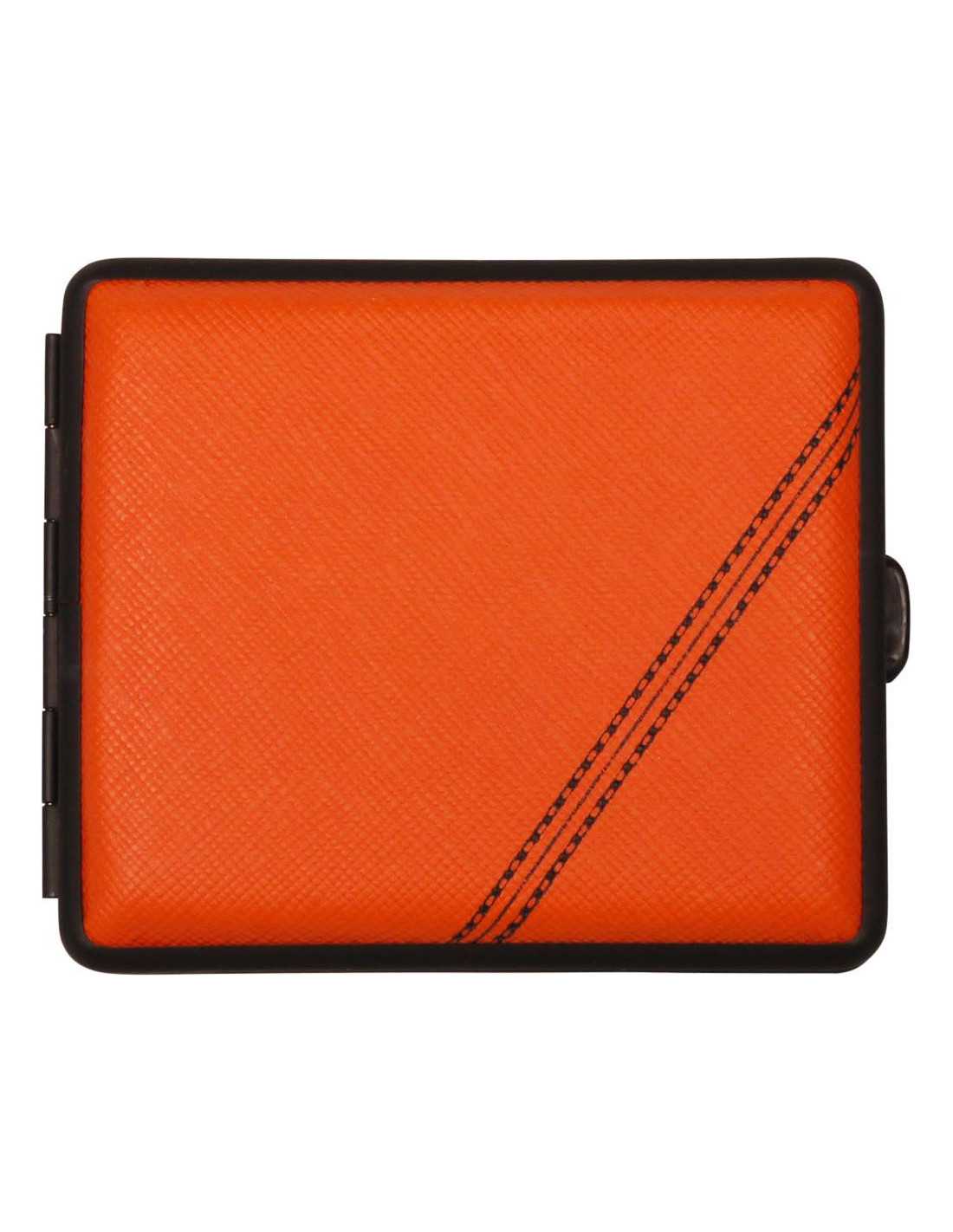 Vom Hofe Cigaretetui i Imiteret Læder - Sort & Orange