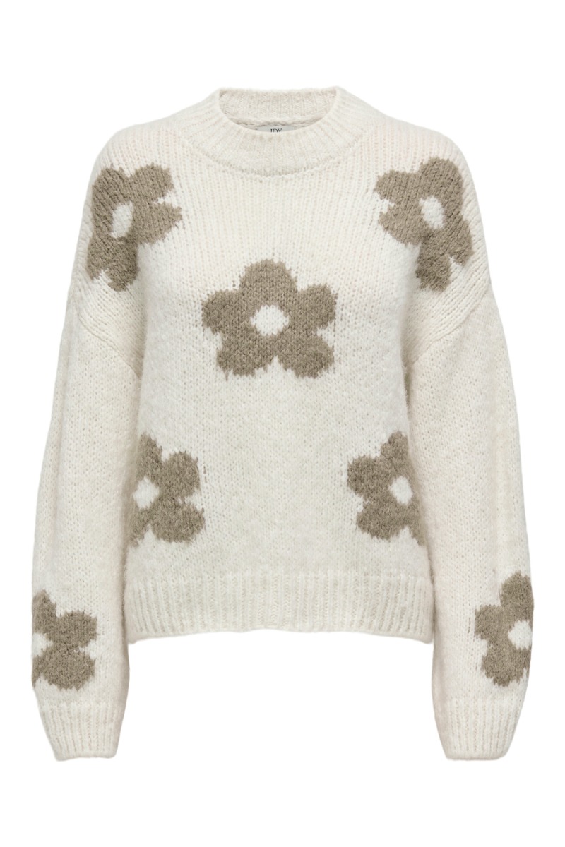 Jdy Kilian Flower Pullover - Blomsterstrik i Ecru