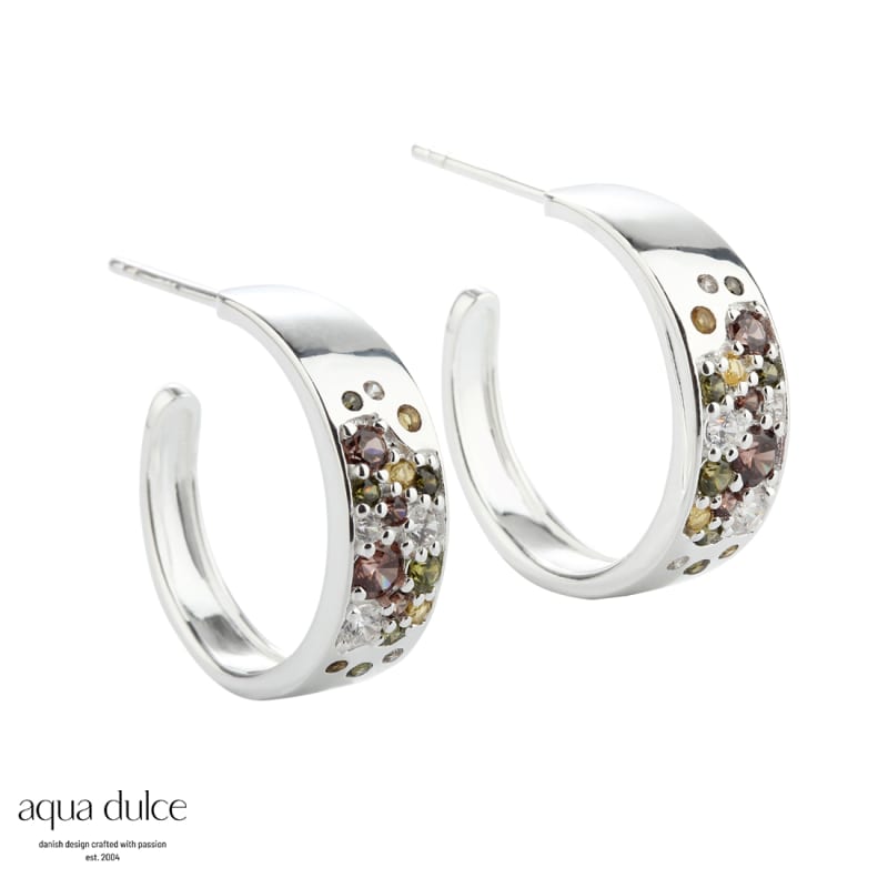 Olive Stardust øreringe i sølv - 20 mm hoops