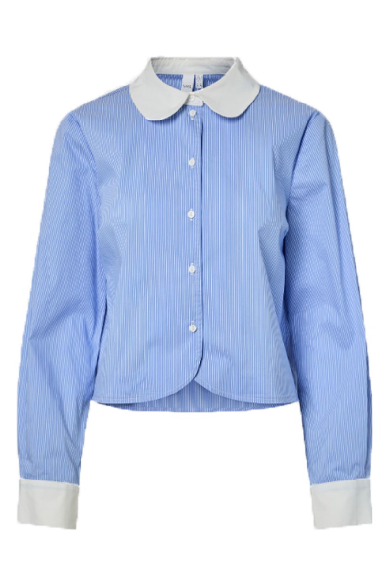 Yas - Abri Ls Kort Skjorte - Vista Blue Udsalg!