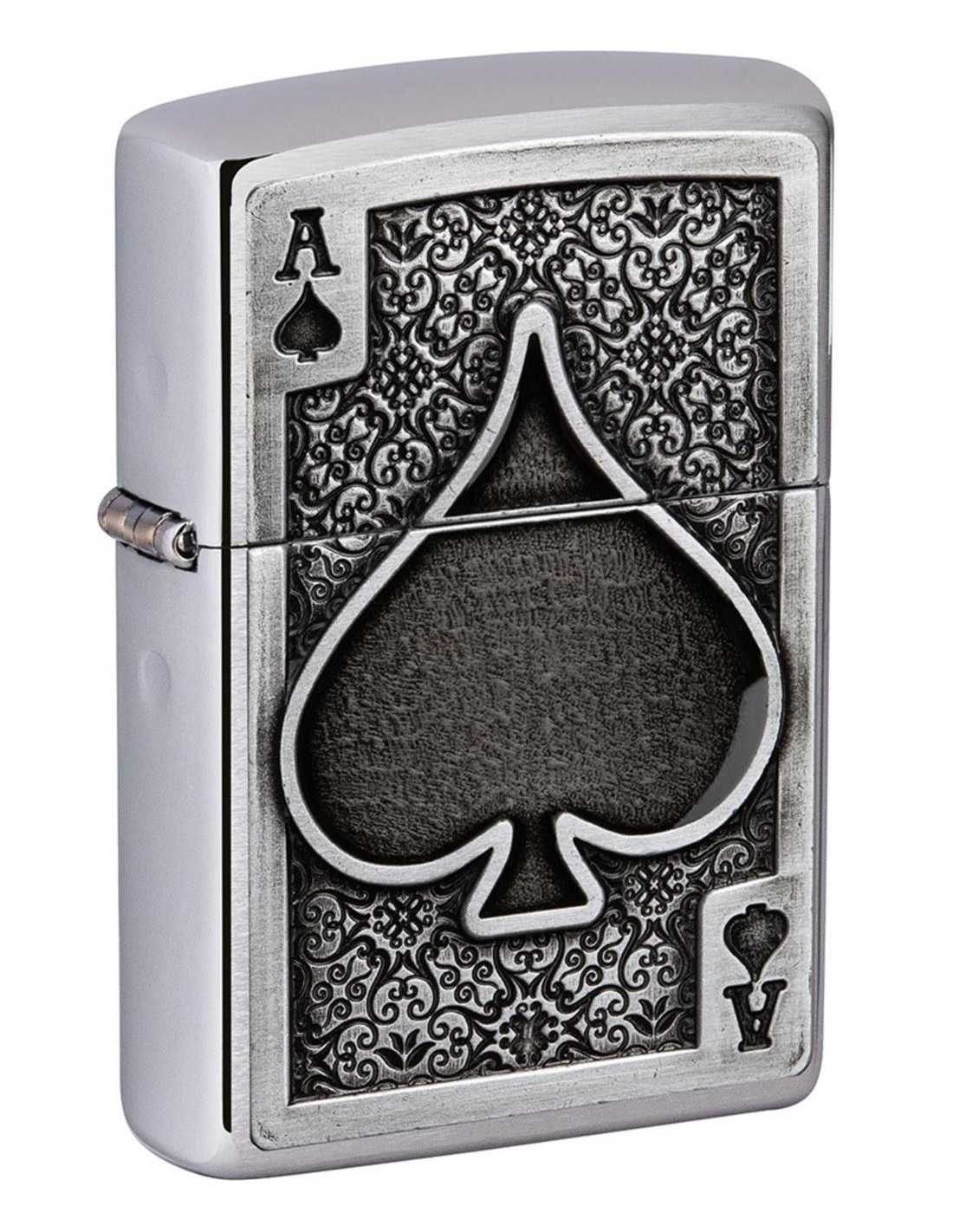 Zippo lighter med "Ace of Spades" i gaveæske
