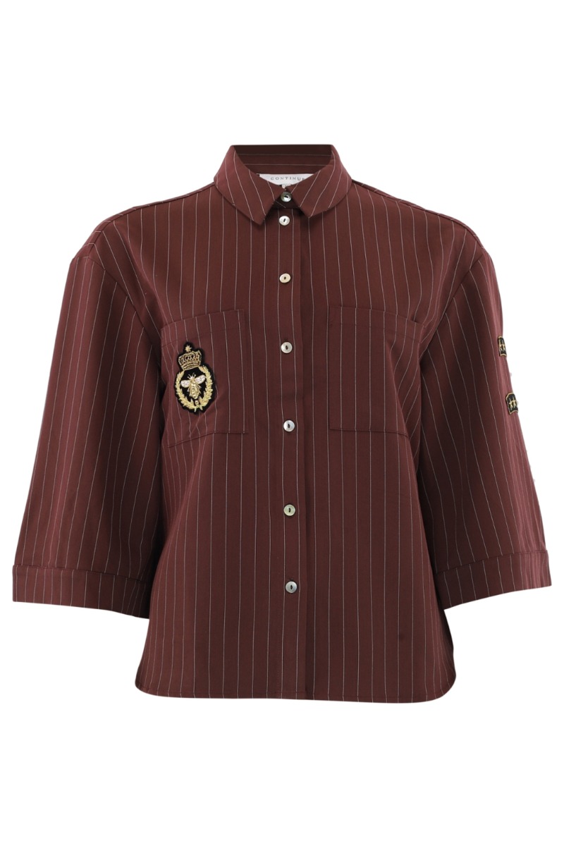 Continue - Skjorte - Mili Pinstripe Patch i Bordeaux