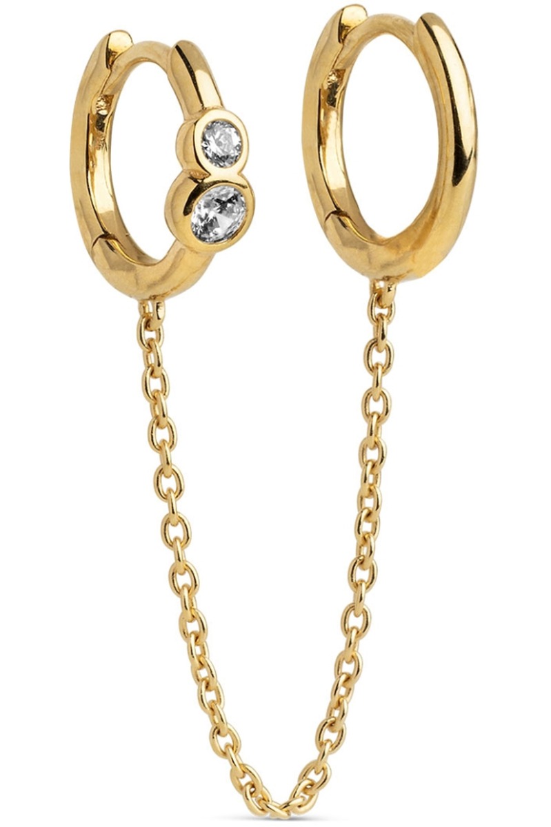 Enamel Øreringe - Hoops Nova Chain One Piece - Hvid Cz