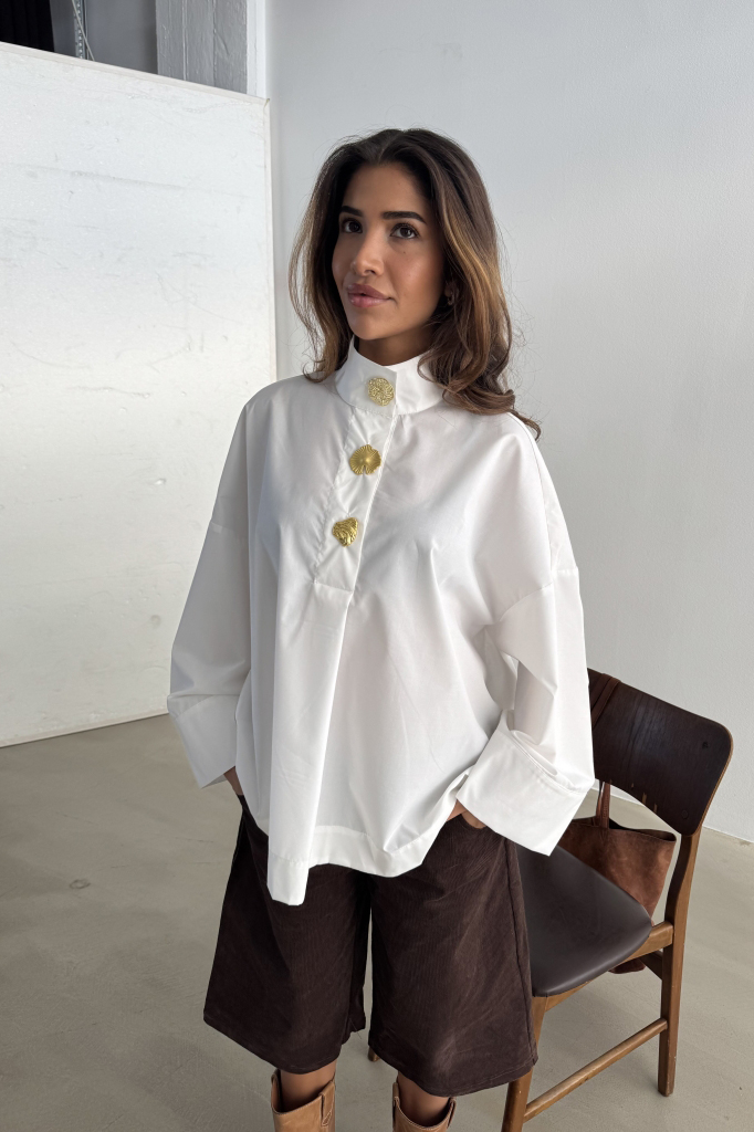 Continue - Bluse - Klara High Neck - White Levering Start November